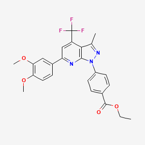 ethyl 4-[6-(3,4-dimethoxyphenyl)-3-methyl-4-(trifluoromethyl)-1H-pyrazolo[3,4-b]pyridin-1-yl]benzoate