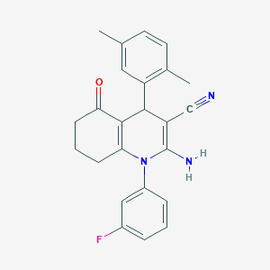 2-Amino-4-(2,5-dimethylphenyl)-1-(3-fluorophenyl)-5-oxo-1,4,5,6,7,8-hexahydroquinoline-3-carbonitrile