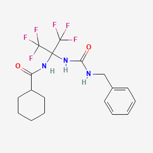 molecular formula C18H21F6N3O2 B11477084 N-{2-[(benzylcarbamoyl)amino]-1,1,1,3,3,3-hexafluoropropan-2-yl}cyclohexanecarboxamide 