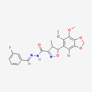 5-(4-bromo-6,7-dimethoxy-1,3-benzodioxol-5-yl)-N'-[(E)-(3-fluorophenyl)methylidene]-4-methyl-4,5-dihydro-1,2-oxazole-3-carbohydrazide