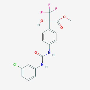 molecular formula C17H14ClF3N2O4 B11477229 Methyl 2-(4-{[(3-chlorophenyl)carbamoyl]amino}phenyl)-3,3,3-trifluoro-2-hydroxypropanoate 