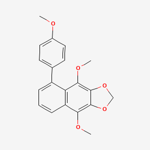 molecular formula C20H18O5 B11477258 4,9-Dimethoxy-5-(4-methoxyphenyl)naphtho[2,3-d][1,3]dioxole 