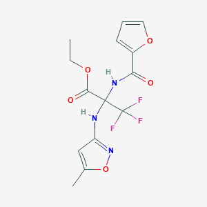 Propanoic acid, 3,3,3-trifluoro-2-[(2-furanylcarbonyl)amino]-2-[(5-methyl-3-isoxazolyl)amino]-, ethyl ester