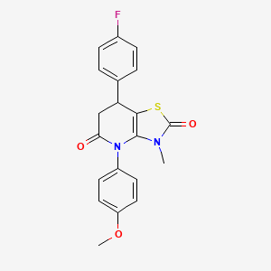 molecular formula C20H17FN2O3S B11477293 7-(4-fluorophenyl)-4-(4-methoxyphenyl)-3-methyl-6,7-dihydro[1,3]thiazolo[4,5-b]pyridine-2,5(3H,4H)-dione 