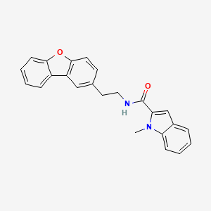 molecular formula C24H20N2O2 B11477306 N-[2-(dibenzo[b,d]furan-2-yl)ethyl]-1-methyl-1H-indole-2-carboxamide 