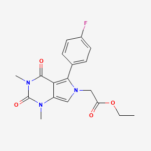 molecular formula C18H18FN3O4 B11477338 ethyl [5-(4-fluorophenyl)-1,3-dimethyl-2,4-dioxo-1,2,3,4-tetrahydro-6H-pyrrolo[3,4-d]pyrimidin-6-yl]acetate 