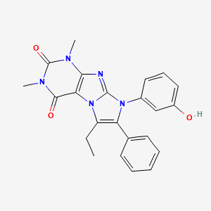 molecular formula C23H21N5O3 B11477345 6-ethyl-8-(3-hydroxyphenyl)-1,3-dimethyl-7-phenyl-1H-imidazo[2,1-f]purine-2,4(3H,8H)-dione 