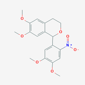 molecular formula C19H21NO7 B11477375 1-(4,5-dimethoxy-2-nitrophenyl)-6,7-dimethoxy-3,4-dihydro-1H-isochromene 