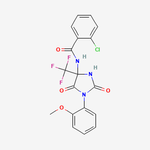 molecular formula C18H13ClF3N3O4 B11477393 2-chloro-N-[1-(2-methoxyphenyl)-2,5-dioxo-4-(trifluoromethyl)imidazolidin-4-yl]benzamide 