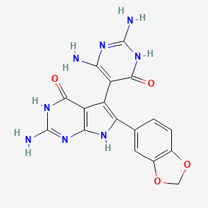 2-amino-6-(1,3-benzodioxol-5-yl)-5-(2,4-diamino-6-oxo-1,6-dihydropyrimidin-5-yl)-3,7-dihydro-4H-pyrrolo[2,3-d]pyrimidin-4-one