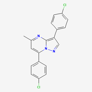 molecular formula C19H13Cl2N3 B11477439 3,7-Bis(4-chlorophenyl)-5-methylpyrazolo[1,5-a]pyrimidine 