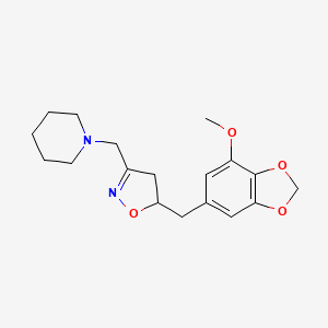 1-({5-[(7-Methoxy-1,3-benzodioxol-5-yl)methyl]-4,5-dihydro-1,2-oxazol-3-yl}methyl)piperidine