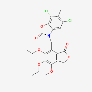 5,7-dichloro-6-methyl-3-[(5,6,7-triethoxy-3-oxo-1,3-dihydro-2-benzofuran-4-yl)methyl]-1,3-benzoxazol-2(3H)-one