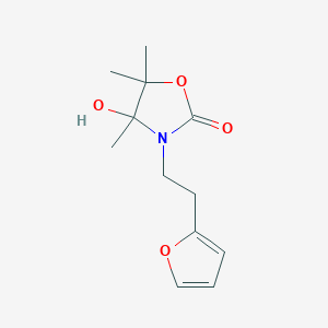 molecular formula C12H17NO4 B11477465 3-[2-(Furan-2-yl)ethyl]-4-hydroxy-4,5,5-trimethyl-1,3-oxazolidin-2-one 