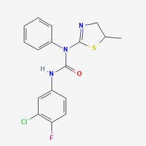 molecular formula C17H15ClFN3OS B11477475 3-(3-Chloro-4-fluorophenyl)-1-(5-methyl-4,5-dihydro-1,3-thiazol-2-yl)-1-phenylurea 