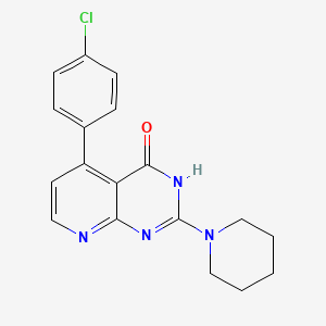 molecular formula C18H17ClN4O B11477484 5-(4-Chlorophenyl)-2-(piperidin-1-yl)pyrido[2,3-d]pyrimidin-4-ol 