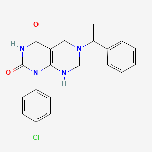 molecular formula C20H19ClN4O2 B11477501 1-(4-chlorophenyl)-6-(1-phenylethyl)-5,6,7,8-tetrahydropyrimido[4,5-d]pyrimidine-2,4(1H,3H)-dione 