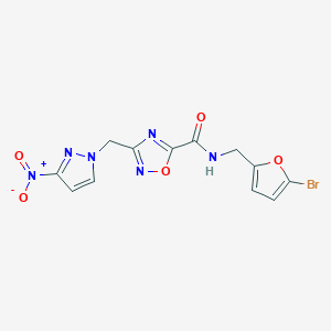 N-[(5-bromofuran-2-yl)methyl]-3-[(3-nitro-1H-pyrazol-1-yl)methyl]-1,2,4-oxadiazole-5-carboxamide