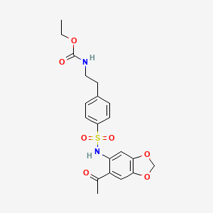 molecular formula C20H22N2O7S B11477553 Ethyl (2-{4-[(6-acetyl-1,3-benzodioxol-5-yl)sulfamoyl]phenyl}ethyl)carbamate 