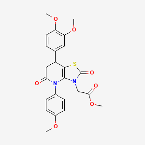 molecular formula C24H24N2O7S B11477594 methyl [7-(3,4-dimethoxyphenyl)-4-(4-methoxyphenyl)-2,5-dioxo-4,5,6,7-tetrahydro[1,3]thiazolo[4,5-b]pyridin-3(2H)-yl]acetate 