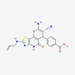 molecular formula C21H17N5O4S B11477614 methyl 4-[2-(allylamino)-8-amino-7-cyano-5-oxo-4,6-dihydro-5H-pyrano[2,3-d][1,3]thiazolo[4,5-b]pyridin-6-yl]benzoate 