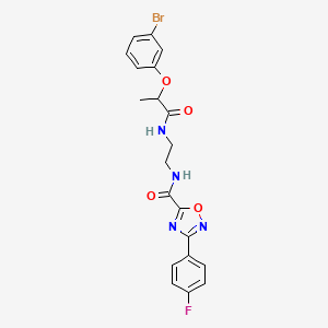 molecular formula C20H18BrFN4O4 B11477627 N-(2-{[2-(3-bromophenoxy)propanoyl]amino}ethyl)-3-(4-fluorophenyl)-1,2,4-oxadiazole-5-carboxamide 