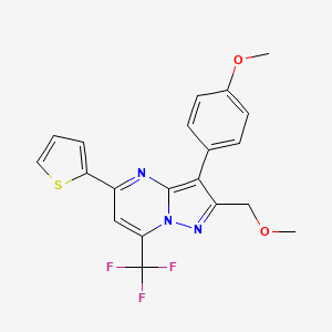 molecular formula C20H16F3N3O2S B11477657 2-(Methoxymethyl)-3-(4-methoxyphenyl)-5-(thiophen-2-yl)-7-(trifluoromethyl)pyrazolo[1,5-a]pyrimidine 