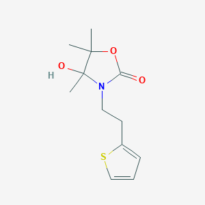 molecular formula C12H17NO3S B11477665 4-Hydroxy-4,5,5-trimethyl-3-[2-(thiophen-2-yl)ethyl]-1,3-oxazolidin-2-one 