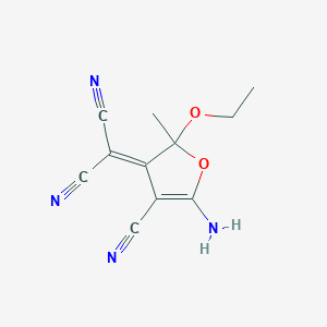 Propanedinitrile, 2-[5-amino-4-cyano-2-ethoxy-2-methyl-3(2H)-furanyliden]-