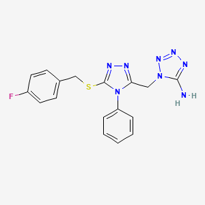 molecular formula C17H15FN8S B11477695 1-({5-[(4-fluorobenzyl)sulfanyl]-4-phenyl-4H-1,2,4-triazol-3-yl}methyl)-1H-tetrazol-5-amine 