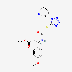 ethyl 3-(4-methoxyphenyl)-3-[({[1-(pyridin-3-yl)-1H-tetrazol-5-yl]sulfanyl}acetyl)amino]propanoate