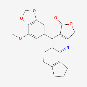 molecular formula C22H17NO5 B11477712 6-(7-methoxy-1,3-benzodioxol-5-yl)-1,2,3,9-tetrahydro-7H-cyclopenta[h]furo[3,4-b]quinolin-7-one 