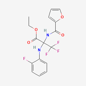 Propanoic acid, 3,3,3-trifluoro-2-[(2-fluorophenyl)amino]-2-[(2-furanylcarbonyl)amino]-, ethyl ester