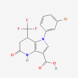 molecular formula C15H10BrF3N2O3 B11477748 1-(3-bromophenyl)-5-oxo-7-(trifluoromethyl)-4,5,6,7-tetrahydro-1H-pyrrolo[3,2-b]pyridine-3-carboxylic acid 