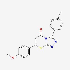 molecular formula C19H15N3O2S B11477765 7-(4-methoxyphenyl)-3-(4-methylphenyl)-5H-[1,2,4]triazolo[3,4-b][1,3]thiazin-5-one 