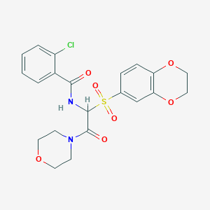 molecular formula C21H21ClN2O7S B11477807 2-chloro-N-[1-(2,3-dihydro-1,4-benzodioxin-6-ylsulfonyl)-2-(morpholin-4-yl)-2-oxoethyl]benzamide 