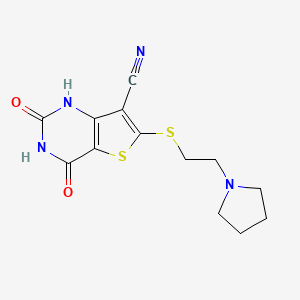 2,4-Dioxo-6-{[2-(pyrrolidin-1-yl)ethyl]sulfanyl}-1,2,3,4-tetrahydrothieno[3,2-d]pyrimidine-7-carbonitrile