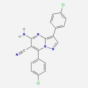 molecular formula C19H11Cl2N5 B11477824 5-Amino-3,7-bis(4-chlorophenyl)pyrazolo[1,5-a]pyrimidine-6-carbonitrile 