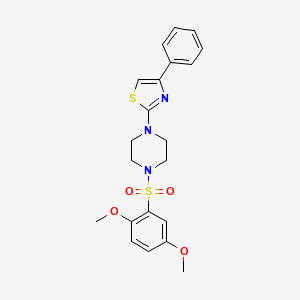 molecular formula C21H23N3O4S2 B11477841 1-[(2,5-Dimethoxyphenyl)sulfonyl]-4-(4-phenyl-1,3-thiazol-2-yl)piperazine 