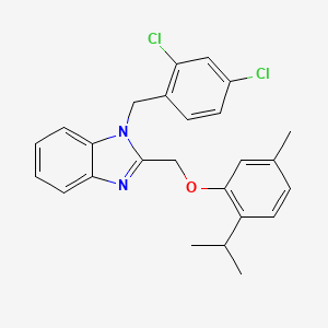 molecular formula C25H24Cl2N2O B11477855 1-(2,4-dichlorobenzyl)-2-{[5-methyl-2-(propan-2-yl)phenoxy]methyl}-1H-benzimidazole 