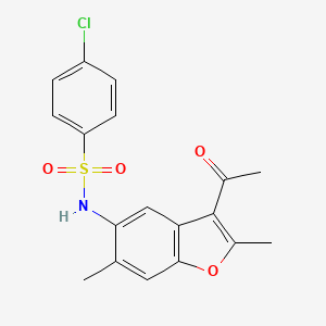 molecular formula C18H16ClNO4S B11477858 N-(3-acetyl-2,6-dimethyl-1-benzofuran-5-yl)-4-chlorobenzenesulfonamide 