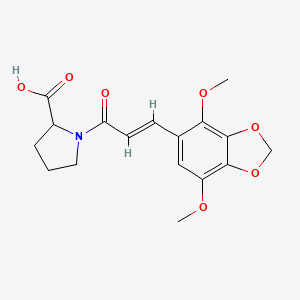 molecular formula C17H19NO7 B11477867 1-[(2E)-3-(4,7-dimethoxy-1,3-benzodioxol-5-yl)prop-2-enoyl]proline 