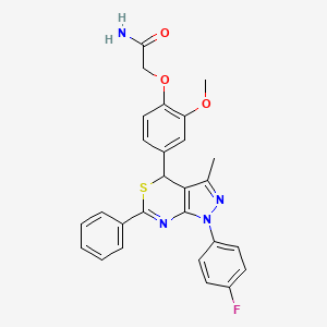 2-{4-[1-(4-Fluorophenyl)-3-methyl-6-phenyl-1,4-dihydropyrazolo[3,4-d][1,3]thiazin-4-yl]-2-methoxyphenoxy}acetamide