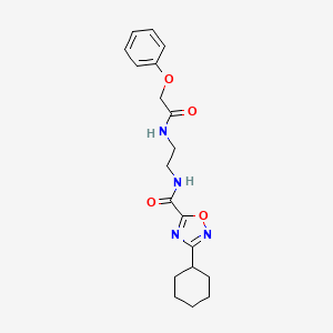 molecular formula C19H24N4O4 B11477937 3-cyclohexyl-N-{2-[(phenoxyacetyl)amino]ethyl}-1,2,4-oxadiazole-5-carboxamide 