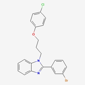 molecular formula C22H18BrClN2O B11477963 2-(3-bromophenyl)-1-[3-(4-chlorophenoxy)propyl]-1H-benzimidazole 