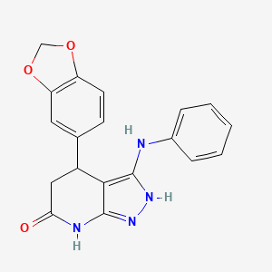 molecular formula C19H16N4O3 B11477998 4-(1,3-benzodioxol-5-yl)-3-(phenylamino)-1,4,5,7-tetrahydro-6H-pyrazolo[3,4-b]pyridin-6-one 