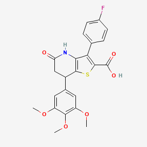 molecular formula C23H20FNO6S B11478029 3-(4-Fluorophenyl)-5-oxo-7-(3,4,5-trimethoxyphenyl)-4,5,6,7-tetrahydrothieno[3,2-b]pyridine-2-carboxylic acid 