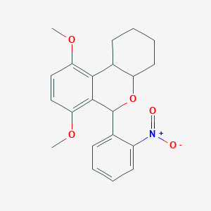 molecular formula C21H23NO5 B11478034 7,10-dimethoxy-6-(2-nitrophenyl)-2,3,4,4a,6,10b-hexahydro-1H-benzo[c]chromene 