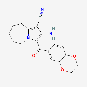 molecular formula C19H19N3O3 B11478059 2-amino-3-(2,3-dihydro-1,4-benzodioxin-6-ylcarbonyl)-6,7,8,9-tetrahydro-5H-pyrrolo[1,2-a]azepine-1-carbonitrile 