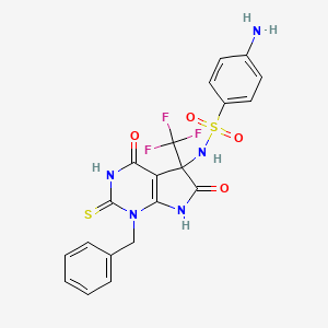 4-amino-N-[1-benzyl-4,6-dioxo-2-thioxo-5-(trifluoromethyl)-2,3,4,5,6,7-hexahydro-1H-pyrrolo[2,3-d]pyrimidin-5-yl]benzenesulfonamide